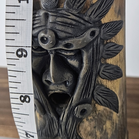 hand-carved bamboo incense holder, Native relief art - Picture 4 of 6